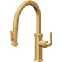 California Faucets Descanso Kitchen 1.8 GPM Single Hole Pre-Rinse Pull Down Kitchen Faucet - Includes Escutcheon Lifetime Satin Gold