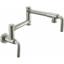California Faucets Descanso 4 GPM Wall Mounted Single Hole Pot Filler with Knurled Lever Handles Satin Nickel