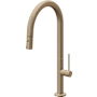 California Faucets Poetto 1.8 GPM Single Handle Single Hole Pull-Down Spray Kitchen Faucet With High Arc Spout Antique Brass Flat