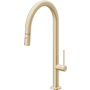 California Faucets Poetto 1.8 GPM Single Handle Single Hole Pull-Down Spray Kitchen Faucet With High Arc Spout Satin Brass