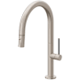 California Faucets Poetto 1.8 GPM Single Hole Pull Down Kitchen Faucet with BST Series Handle and Low Arc Spout Satin Nickel
