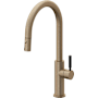 California Faucets Corsano 1.8 GPM Single Handle Single Hole Pull-Down Spray Kitchen Faucet With High Arc Spout Antique Brass Flat