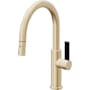 California Faucets Corsano 1.8 GPM Single Hole Pull Down Kitchen Faucet with BFB Series Handle and Low Arc Spout Satin Brass