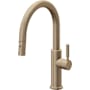 California Faucets Corsano 1.8 GPM Single Hole Pull Down Kitchen Faucet with ST Series Handle and Low Arc Spout Antique Brass Flat