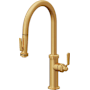 California Faucets Descanso Works 1.8 GPM Single Hole Pre-Rinse Pull Down Kitchen Faucet - Includes Escutcheon Lifetime Satin Gold