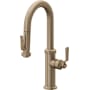 California Faucets Descanso Works 1.8 GPM Single Hole Pre-Rinse Pull Down Kitchen Faucet - Includes Escutcheon Antique Brass Flat