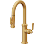 California Faucets Descanso Works 1.8 GPM Single Hole Pre-Rinse Pull Down Kitchen Faucet - Includes Escutcheon Lifetime Satin Gold