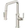 California Faucets Descanso Works 1.8 GPM Single Hole Pre-Rinse Pull Down Kitchen Faucet - Includes Escutcheon Polished Nickel