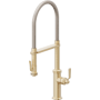 California Faucets Descanso Works 1.8 GPM Single Hole Pre-Rinse Pull Down Kitchen Faucet - Includes Escutcheon Satin Brass