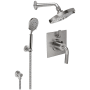 California Faucets Descanso Thermostatic Shower System with Shower Head, Hand Shower, Shower Arm, Hose, and Valve Trim Satin Nickel