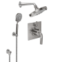 California Faucets Descanso Thermostatic Shower System with Shower Head, Hand Shower, Shower Arm, Hose, and Valve Trim Ultra Stainless Steel