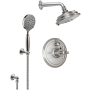 California Faucets Miramar Thermostatic Shower System with Shower Head, Hand Shower, Shower Arm, Hose, and Valve Trim Satin Nickel