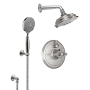 California Faucets Miramar Thermostatic Shower System with Shower Head, Hand Shower, Shower Arm, Hose, and Valve Trim Ultra Stainless Steel