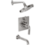 California Faucets Descanso Tub and Shower Trim Package with 2 GPM Multi Function Shower Head Satin Nickel