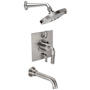 California Faucets Descanso Tub and Shower Trim Package with 1.8 GPM Multi Function Shower Head Satin Nickel