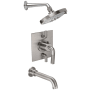 California Faucets Descanso Tub and Shower Trim Package with 2.5 GPM Multi Function Shower Head Satin Nickel