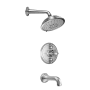 California Faucets Monterey Tub and Shower Trim Package with 1.8 GPM Multi Function Shower Head Satin Nickel