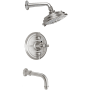 California Faucets Miramar Tub and Shower Trim Package with 2.5 GPM Multi Function Shower Head Satin Nickel