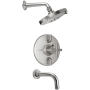 California Faucets Tiburon Tub and Shower Trim Package with 2.5 GPM Multi Function Shower Head Satin Nickel