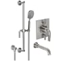 California Faucets Descanso Tub and Shower Trim Package with 2 GPM Multi Function Shower Head Satin Nickel