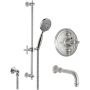 California Faucets Miramar Tub and Shower Trim Package with 2.5 GPM Multi Function Shower Head Satin Nickel