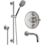 California Faucets Tiburon Tub and Shower Trim Package with 2.5 GPM Multi Function Shower Head Satin Nickel