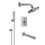 California Faucets Morro Bay Thermostatic Shower System with Shower Head, Hand Shower, Shower Arm, Hose, and Valve Trim Satin Nickel