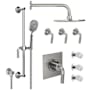 California Faucets Descanso Thermostatic Shower System with Shower Head, Hand Shower, Slide Bar, Bodysprays, Shower Arm, Hose, and Valve Trim Satin Nickel