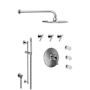 California Faucets Tiburon Thermostatic Shower System with Shower Head, Hand Shower, Slide Bar, Bodysprays, Shower Arm, Hose, and Valve Trim Satin Nickel
