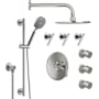 California Faucets Tiburon Thermostatic Shower System with Shower Head, Hand Shower, Slide Bar, Bodysprays, Shower Arm, Hose, and Valve Trim Ultra Stainless Steel