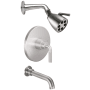 California Faucets Descanso Tub and Shower Trim Package with 2.5 GPM Single Function Shower Head Satin Nickel