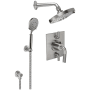 California Faucets Descanso Thermostatic Shower System with Shower Head, Hand Shower, Shower Arm, Hose, and Valve Trim Satin Nickel