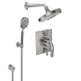 California Faucets Descanso Thermostatic Shower System with Shower Head, Hand Shower, Shower Arm, Hose, and Valve Trim Ultra Stainless Steel