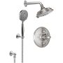 California Faucets Monterey Thermostatic Shower System with Shower Head, Hand Shower, Shower Arm, Hose, and Valve Trim Satin Nickel