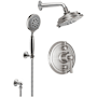 California Faucets Miramar Thermostatic Shower System with Shower Head, Hand Shower, Shower Arm, Hose, and Valve Trim Satin Nickel