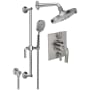 California Faucets Descanso Thermostatic Shower System with Shower Head, Hand Shower, Slide Bar, Shower Arm, Hose, and Valve Trim Satin Nickel