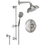 California Faucets Monterey Thermostatic Shower System with Shower Head, Hand Shower, Slide Bar, Shower Arm, Hose, and Valve Trim Satin Nickel