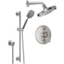 California Faucets Tiburon Thermostatic Shower System with Shower Head, Hand Shower, Slide Bar, Shower Arm, Hose, and Valve Trim Satin Nickel