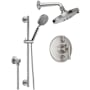 California Faucets Tiburon Thermostatic Shower System with Shower Head, Hand Shower, Slide Bar, Shower Arm, Hose, and Valve Trim Satin Nickel