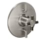 California Faucets Descanso Thermostatic Valve Trim Only with Single Carbon Fiber Cross Handle and Double Integrated Volume Controls - Less Rough In Satin Nickel