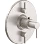 California Faucets D Street Thermostatic Valve Trim Only with Triple Lever Handles and Volume Control - Less Rough In Satin Nickel