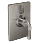 California Faucets Descanso Thermostatic Valve Trim Only with Single Knurled Lever Handle and Integrated Volume Control - Less Rough In Satin Nickel
