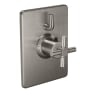 California Faucets Descanso Thermostatic Valve Trim Only with Single Cross Handle and Integrated Volume Control - Less Rough In Satin Nickel