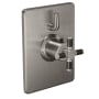 California Faucets Descanso Thermostatic Valve Trim Only with Single Carbon Fiber Cross Handle and Integrated Volume Control - Less Rough In Satin Nickel
