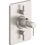 California Faucets D Street Thermostatic Valve Trim Only with Triple Lever Handles and Volume Control - Less Rough In Satin Nickel
