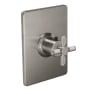 California Faucets Descanso Thermostatic Valve Trim Only with Single Knurled Cross Handle - Less Rough In Satin Nickel