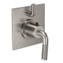 California Faucets Descanso Thermostatic Valve Trim Only with Single Knurled Lever Handle and Integrated Volume Control - Less Rough In Satin Nickel