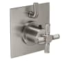 California Faucets Descanso Thermostatic Valve Trim Only with Single Knurled Cross Handle and Integrated Volume Control - Less Rough In Satin Nickel