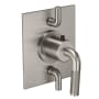 California Faucets Descanso Thermostatic Valve Trim Only with Single Knurled Lever Handle and Double Integrated Volume Controls - Less Rough In Satin Nickel