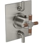 California Faucets Thermostatic Valve Trim Only with Triple Cross Handles - Less Rough In Satin Nickel